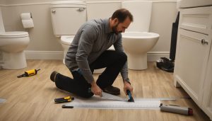 how to install vinyl flooring in bathroom without removing toilet